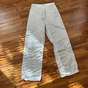 Zara High Rise Straight Leg Denim - Silver Coated